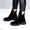 Круті зимові чорні черевики натуральна замша стильний декор, фото 8