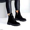 Круті зимові чорні черевики натуральна замша стильний декор, фото 6
