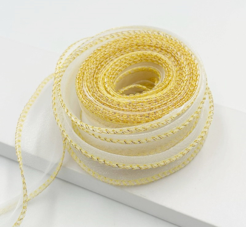 Органза хвиляста з Люрексом / 4,3 см / 8 метрів / Білий №7, фото 1