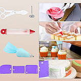 Кондитерський набір для прикрашання тортів та капкейків 106 предметів силіконові форми, шпателі, перехідники для мішків щітки, фото 4
