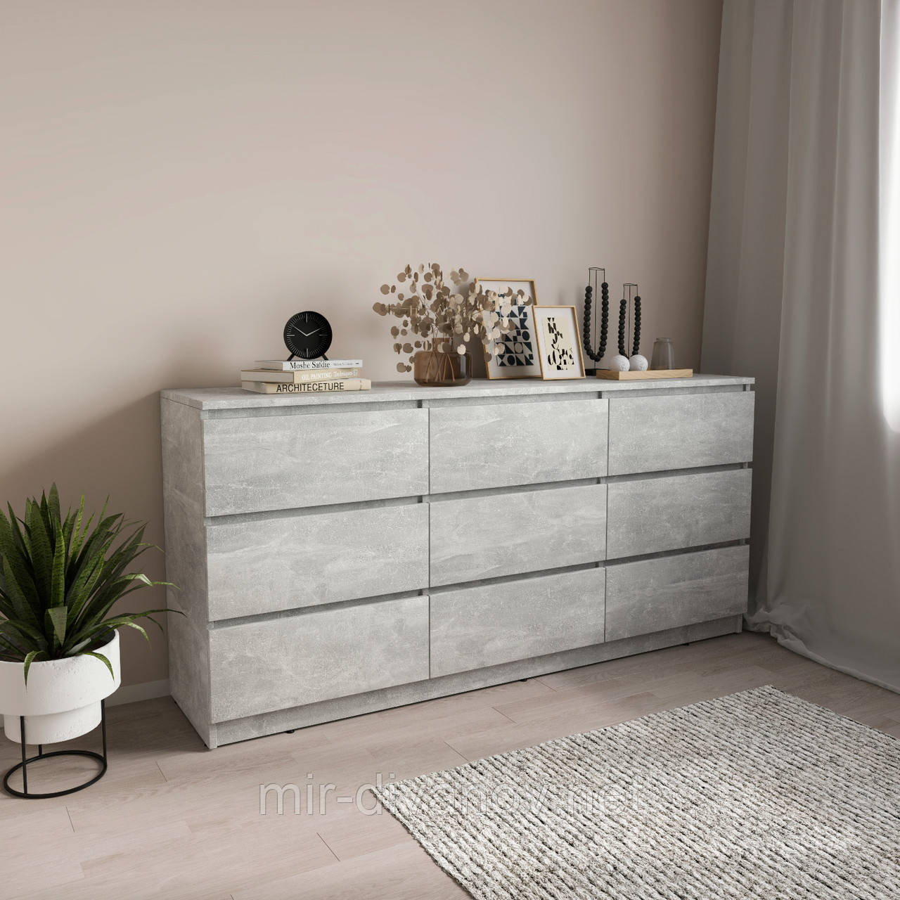 Комод на 9 ящиків серія лайт Бетон, фото 1