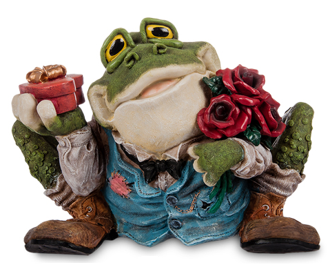 Декоративна зворушлива статуетка жабки "Свято" з полістоуну від американського бренду Sealmark, фото 1