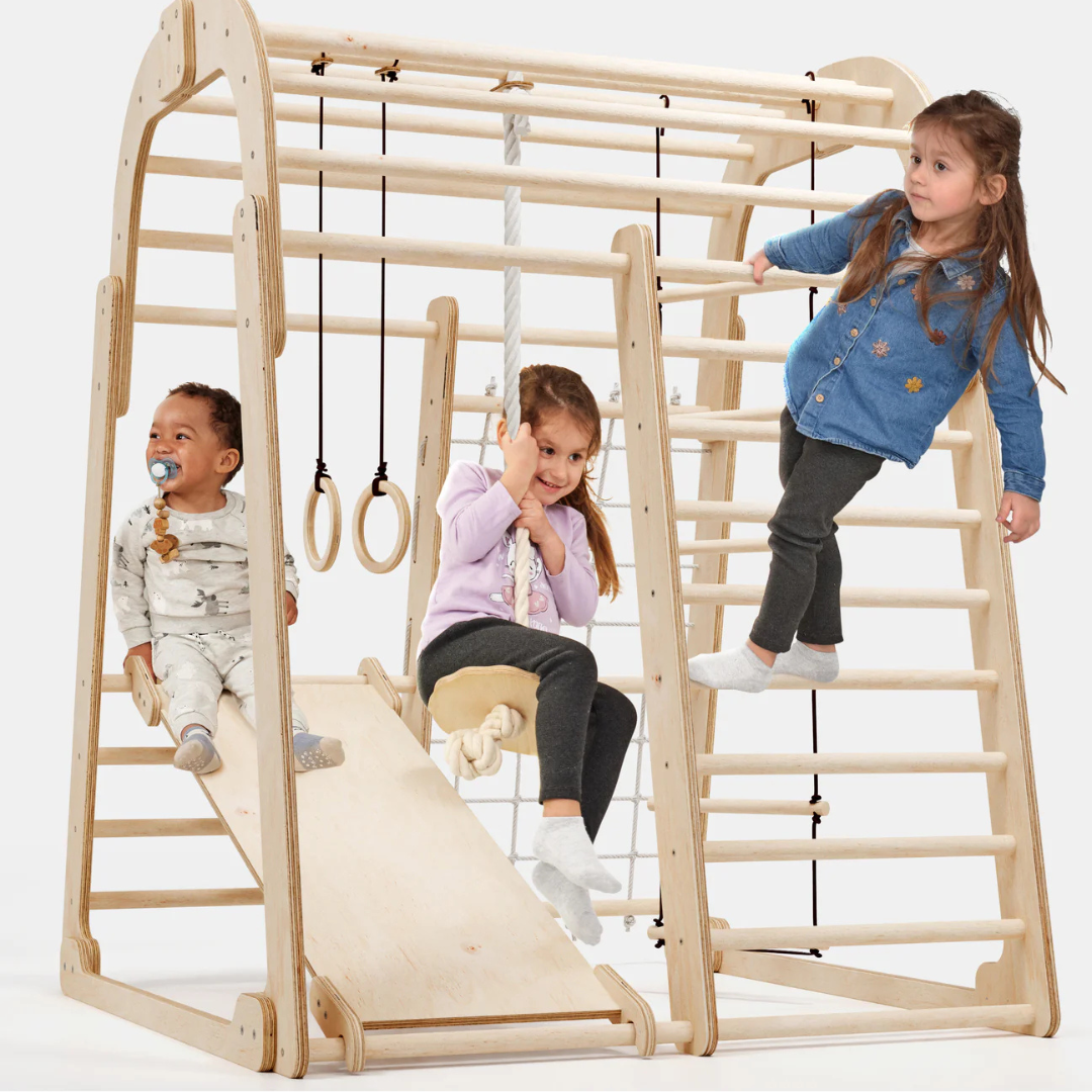 Дерев'яний Ігровий Комплекс для Дітей + Набір Гойдалок + Гірка, фото 1