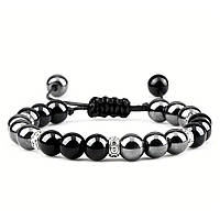 Чоловічий браслет плетений з гематитом