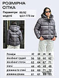 Жіноча коротка зимова куртка пуховик з біопухом і капюшоном пуфер 42-48 графіт, фото 7