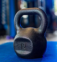 Гиря для кросфіту чавунна гиря спортивна для фітнесу гіря для атлетичних вправ лита RN Sport 12 кг чорна, фото 2