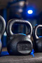 Гиря для кросфіту чавунна гиря спортивна для фітнесу гіря для атлетичних вправ лита RN Sport 12 кг чорна, фото 3