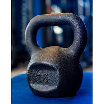 Гиря для кросфіту чавунна гиря спортивна для фітнесу гіря для атлетичних вправ лита RN Sport 16 кг чорна, фото 2