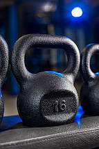 Гиря для кросфіту чавунна гиря спортивна для фітнесу гіря для атлетичних вправ лита RN Sport 16 кг чорна, фото 3