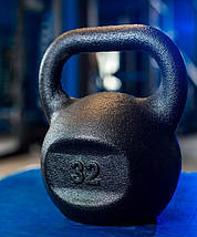 Гиря для кросфіту чавунна гиря спортивна для фітнесу гиря для атлетичних вправ лита RN Sport 32 кг чорна, фото 2