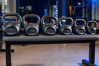 Гиря для кросфіту чавунна гиря спортивна для фітнесу гиря для атлетичних вправ лита RN Sport 32 кг чорна, фото 5