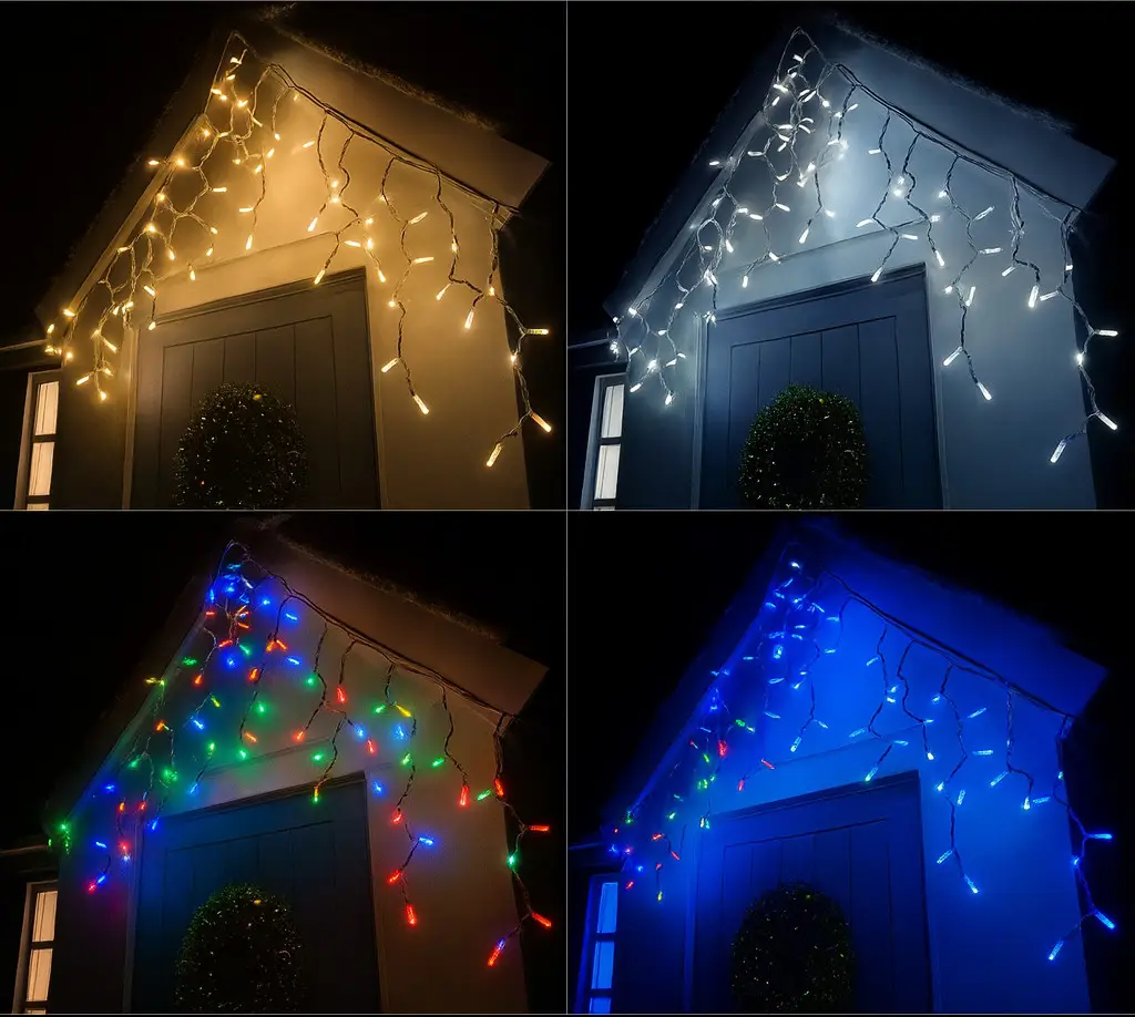 Гірлянда Led Бахрома вулична Чорний дріт 3х0.7м 100л Холодний білий