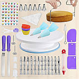 Кондитерський набір для прикрашання тортів та капкейків 106 предметів силіконові форми, шпателі, перехідники для мішків щітки, фото 6