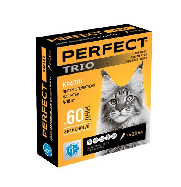 Краплі ПерфектТріо для котів 4-10кг 0,8мл (ціна за одну піпетку), фото 1