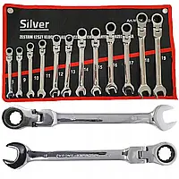 Ключі рожково-накидні з тріщоткою на кардані Silver 12шт. SK-012-03
