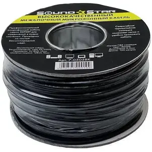 Кабель мікрофонний 2 жили, Cu мідь, діаметр 5 мм, чорний 100 м, Sound Star, фото 2