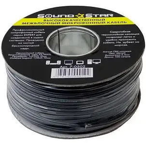 Кабель мікрофонний 1 жила, Cu мідь, діаметр 5.5мм, чорний, 100м, Star Sound, фото 1