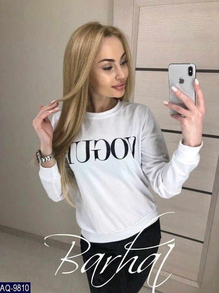 Білий світшот з принтом Vogue, РАЗМЕР ТІЛЬКИ 44, фото 1