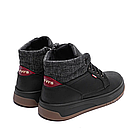 Чоловічі зимові черевики LV Winter із натуральної шкіри з хутром чорні чоловічі теплі легкі хутряні черевики на товстій підошві, фото 5