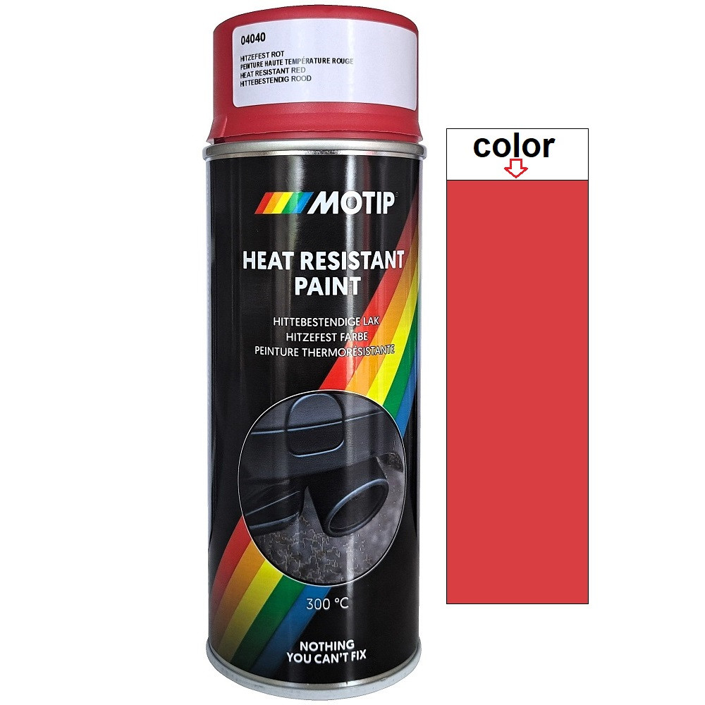 Термостійка фарба спрей червона матова Motip Heat Resistant Spray Red 400мл