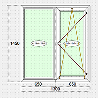Двостулкове поворотно-відкидне вікно 1450х1300