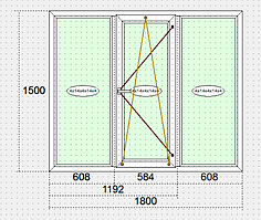 Трьохстулкове Поворотно відкидне вікно 1800х1500