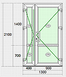 Металопластикові двостворчасті  штульпові двері 1300*2100, фото 3