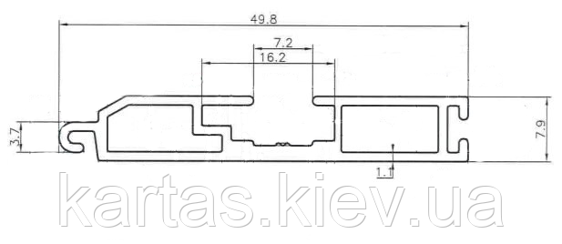 Профіль кінцевий ES9х45, нижній для захисних ролів під ригельний замок Alutech RL, фото 1