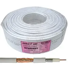 RG-6 (CF604SТ) EUROSAT, коаксіальний Кабель одножильний, CCS, 48%, білий, 100м