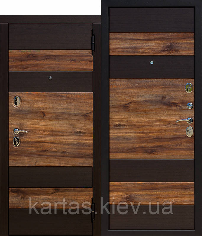 Вхідні двері 95 мм ОКСФОРД Венге темний / Дуб бомонд лофт 860х2050, фото 1