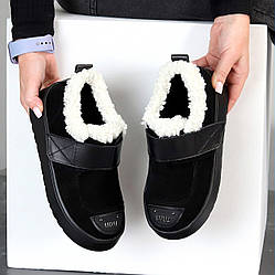 Молодіжні дизайнерські зимові чорні автоледі натуралки на липучці