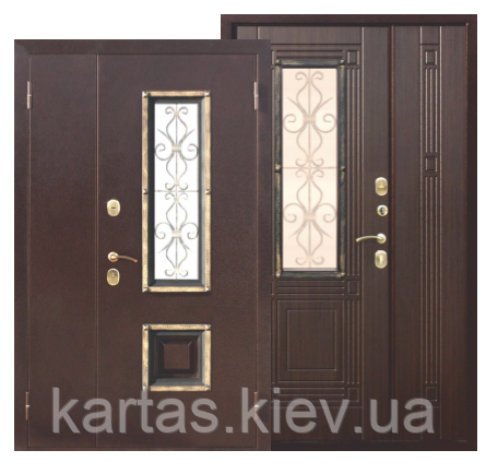 Вхідні двері зі склопакетом Венеція 75 мм 1200х2050, фото 1