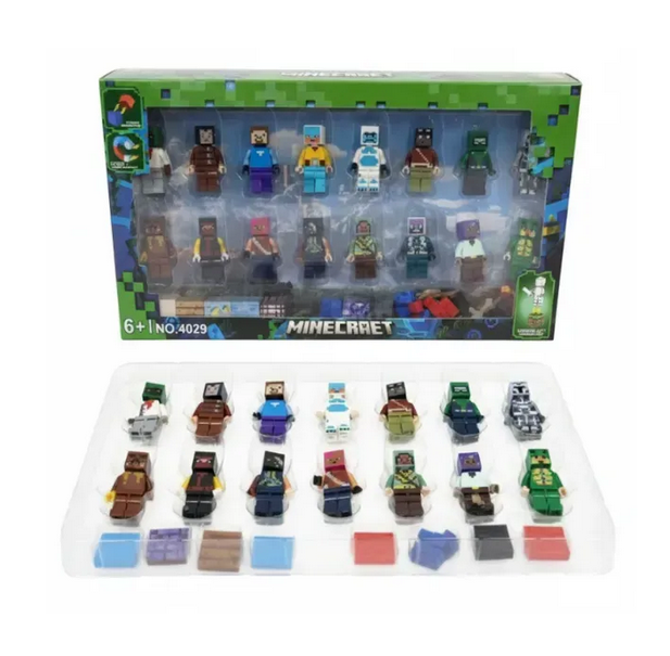 Великий Набір Фігурок Майнкрафт 16 в 1 (Minecraft) з Магнітними Блоками, фото 1
