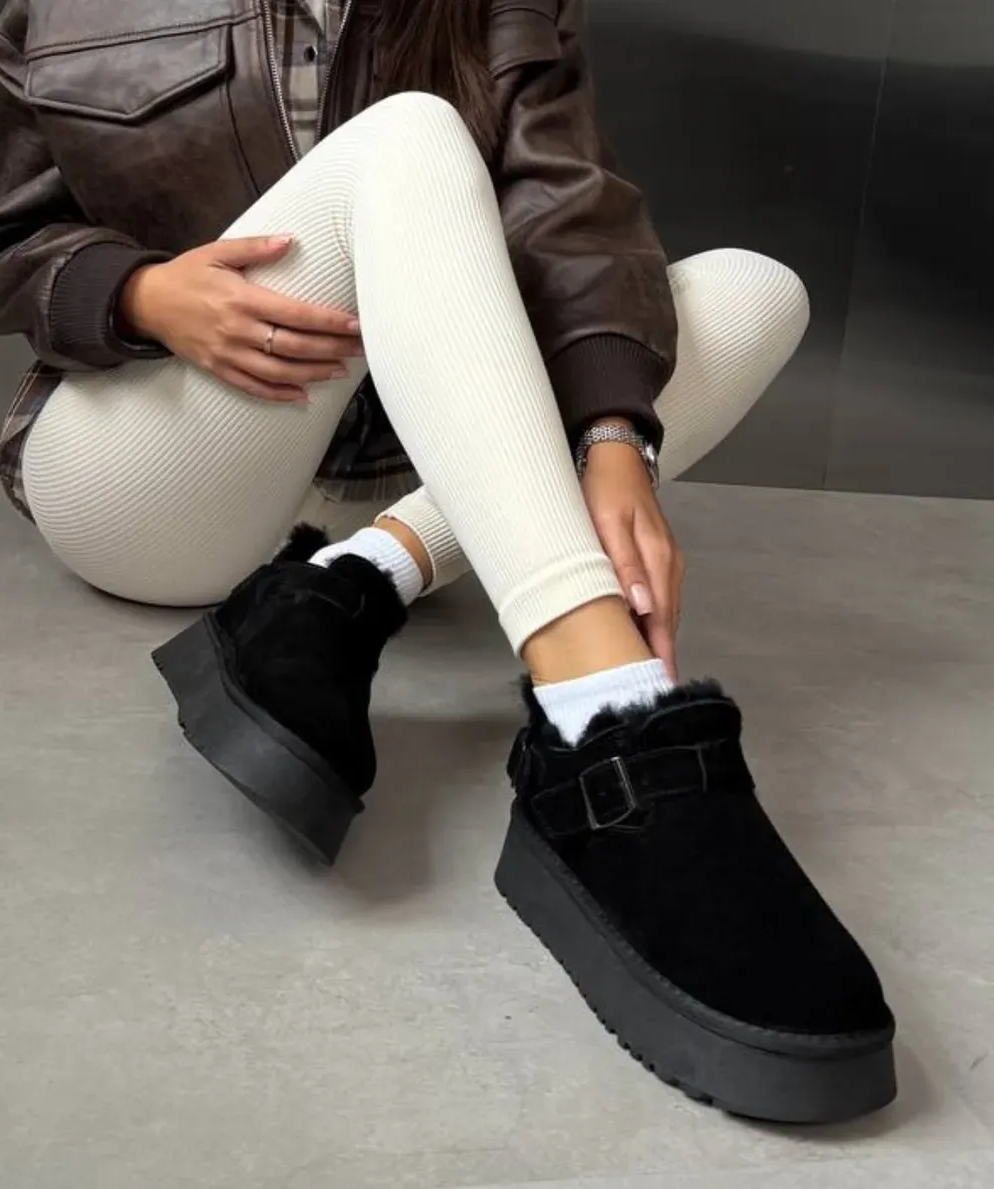 Жіночі зимові уггі-лофери чорні (UG10-1), фото 1