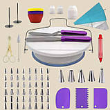Кондитерський набір для прикрашання тортів та капкейків 106 предметів силіконові форми, шпателі, перехідники для мішків щітки, фото 2