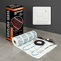 0.5 м.кв. комплект THERM FEP-200 нагрівальний мат з механічним терморегулятором білим