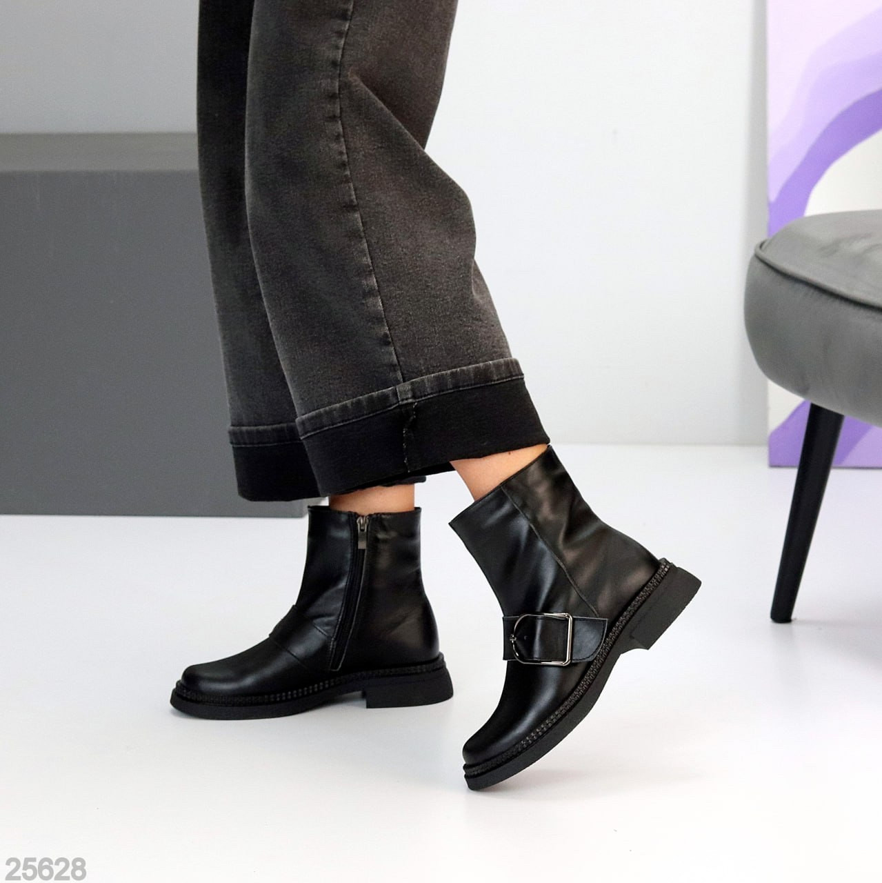 Жіночі зимові черевики натуральні, хайтопи на високій підошві, зимові жіночі черевики на високій підошві, фото 1