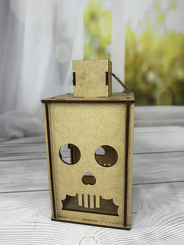 Дерев’яна заготовка світильника “Череп”, ліхтарик для декорування, світильник на Хелловін