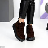 Жіночі зимові черевики натуральні, хайтопи на високій підошві, зимові жіночі черевики на високій підошві, фото 3