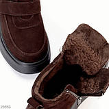 Жіночі зимові черевики натуральні, хайтопи на високій підошві, зимові жіночі черевики на високій підошві, фото 7
