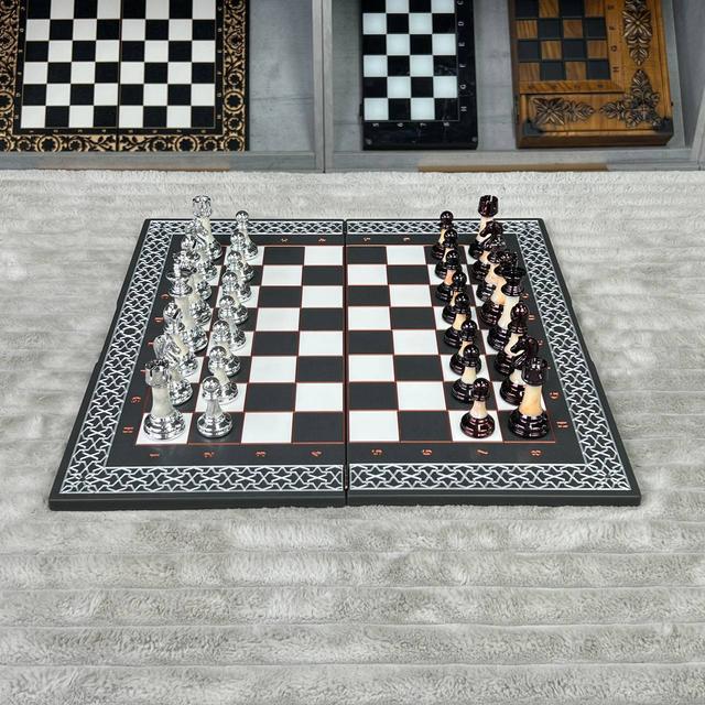 Шахматы из акрилового камня, 47×24×2см, арт.190630, изысканный подарок как для детей так и для взрослых