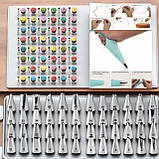 Кондитерський набір для прикрашання тортів та капкейків 106 предметів силіконові форми, шпателі, перехідники для мішків щітки, фото 5