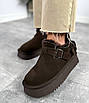 Сноуботси жіночі замшеві із застібкою коричневі (UG10-2), фото 3