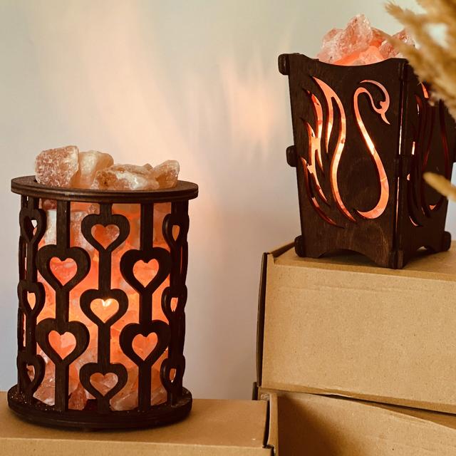 Соляная лампа 'Корзина с сердцами'