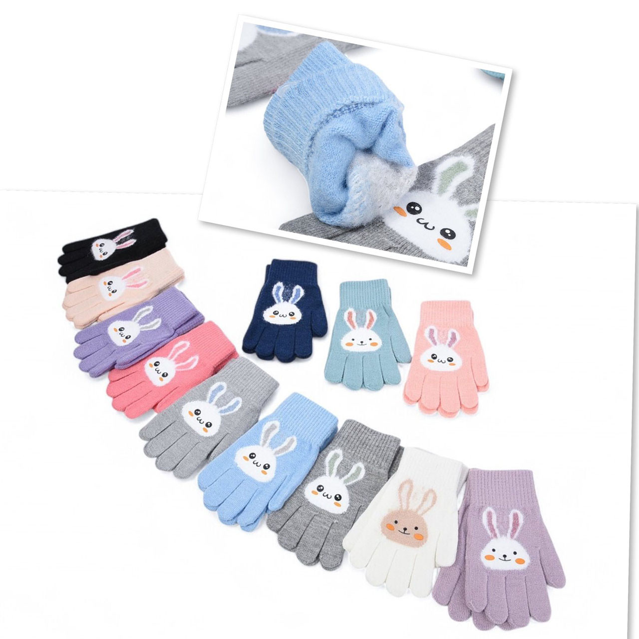 Одинарні дитячі рукавички із зайчиком "Фабричний Китай" Розмір: 3-5 років (24665), фото 1