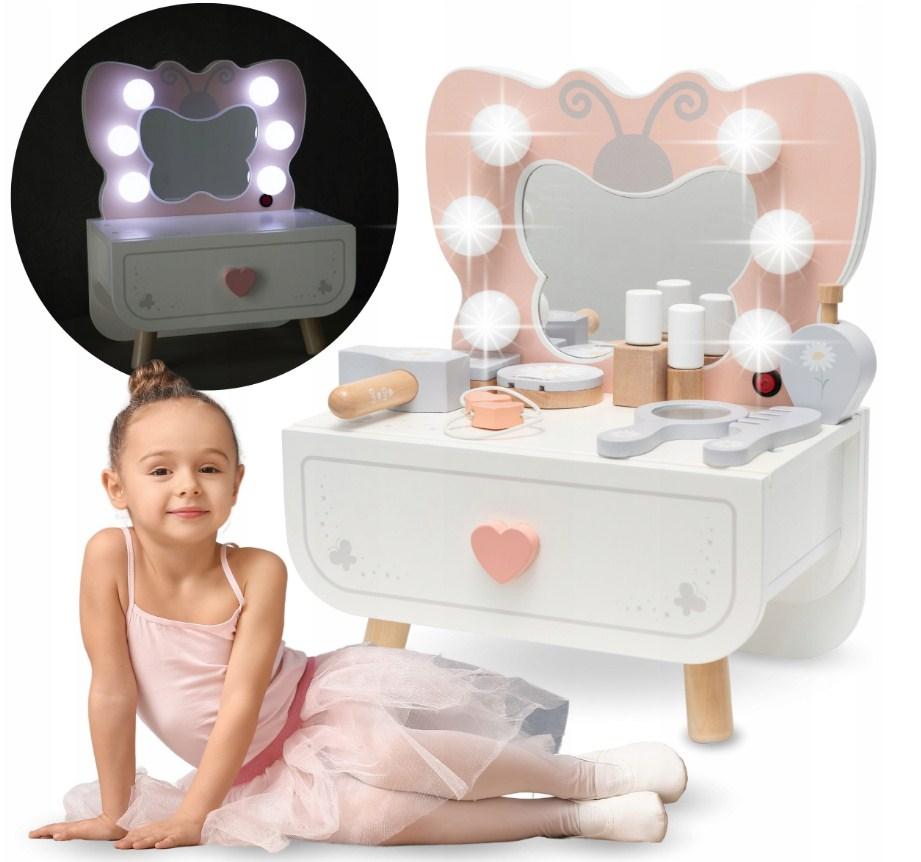 Дерев’яний міні-туалетний столик для дітей "метелик" з LED підсвіткою Mamabrum, фото 1