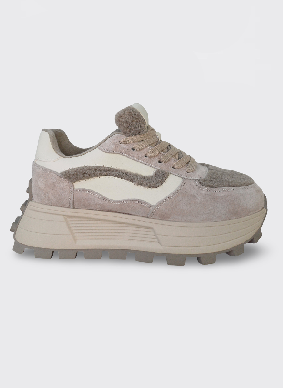 Кросівки жіночі зимові замшеві бежеві (E76-9), фото 1