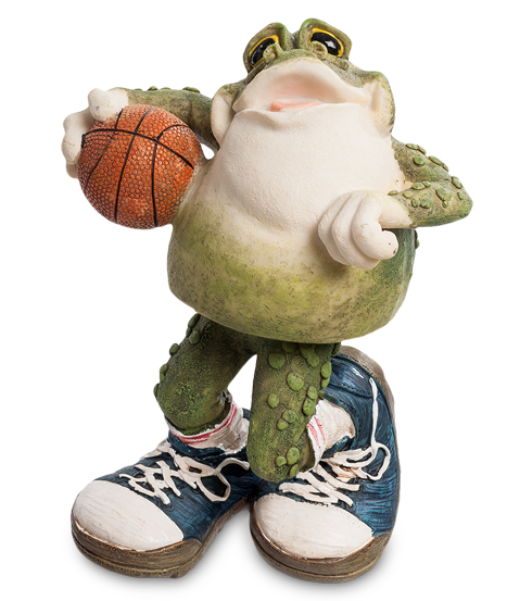 Декоративна тематична статуетка жабки "Баскетболіст" на пружині з полістоуну від американського бренду Sealmark, фото 1