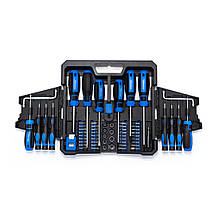 Набір інструментів 5в1(набір 111од + набір викруток,бит,головок 63од + шecтигpaнникі 7oд + ключі 12од + магніт)Profline 61085-215, фото 5