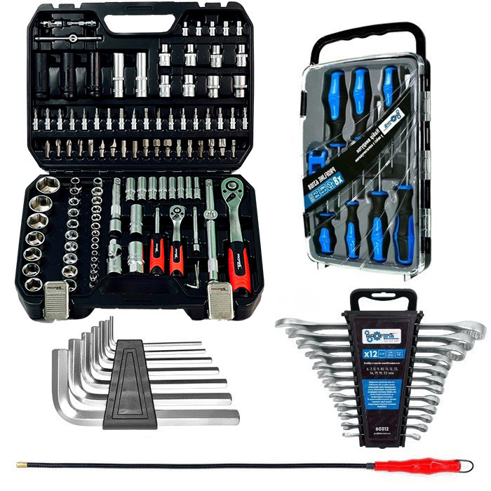 Набір інструментів 5в1 (Набір 111 од, Набір ключів 12 од, Набір викруток 7 од., подовжувач і шестигр.) Profline 61085-218